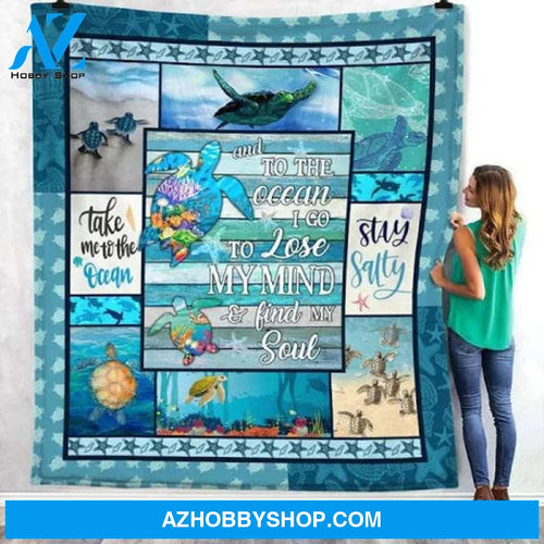 Sea Turtle Take Me To The Ocean Fleece Blanket 