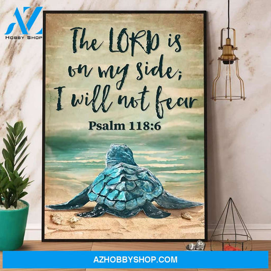 Sea Turtle The Lord Is On My Side Canvas And Poster, Wall Decor Visual Art