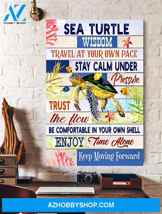 Sea Turtle Travel At Your Own Pace Stay Calm Under Canvas Decor, Wall Decor Visual Art