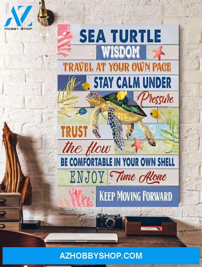 Sea Turtle Wisdom Canvas Decor, Wall Decor Visual Art