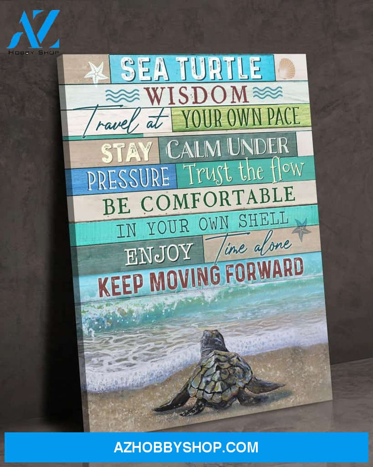Sea turtle wisdom keep moving forward Matte Canvas Turtle wall art 11X14 CANVAS PRINT