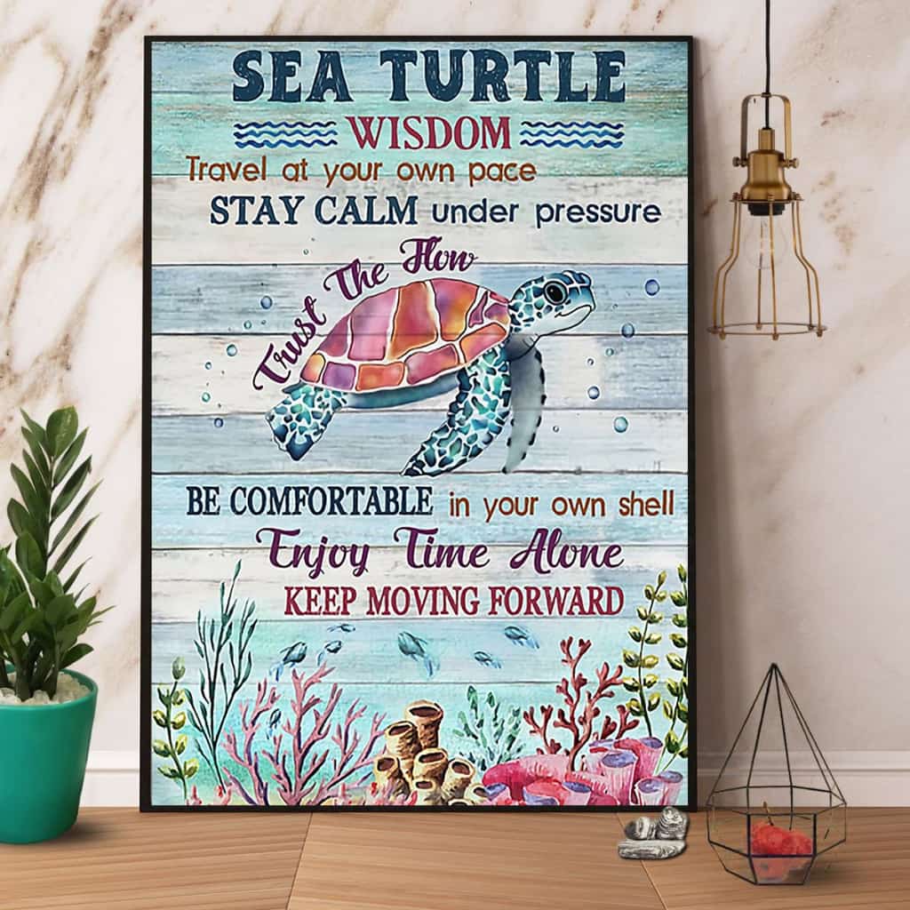Sea Turtle Wisdom Travel At Your Own Pace Paper Poster No Frame Matte Canvas Wall Decor