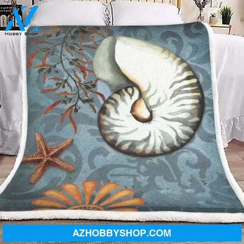Seashell Starfish Throw Sherpa Fleece Blanket