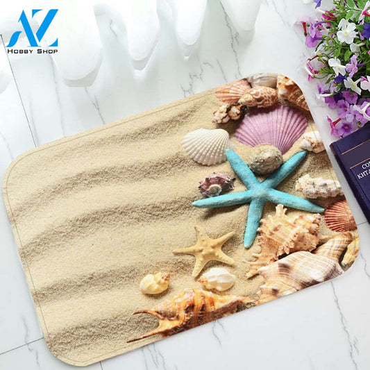 Personalized Name Family House Seashells And Starfish Indoor And Outdoor Doormat Warm House Gift Welcome Mat Gift For Beach Lovers Gift For Family