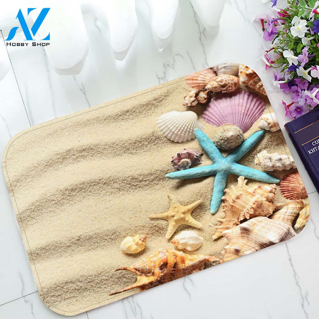 Seashells And Starfish Indoor And Outdoor Doormat Warm House Gift Welcome Mat Gift For Beach Lovers Gift For Family