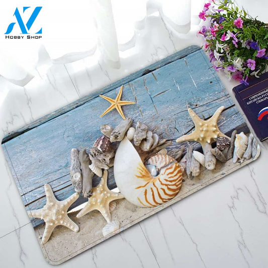 Personalized Name Family House Seashells Starfish Indoor And Outdoor Doormat Warm House Gift Welcome Mat Gift For Beach Lovers Gift Idea Birthday Gift