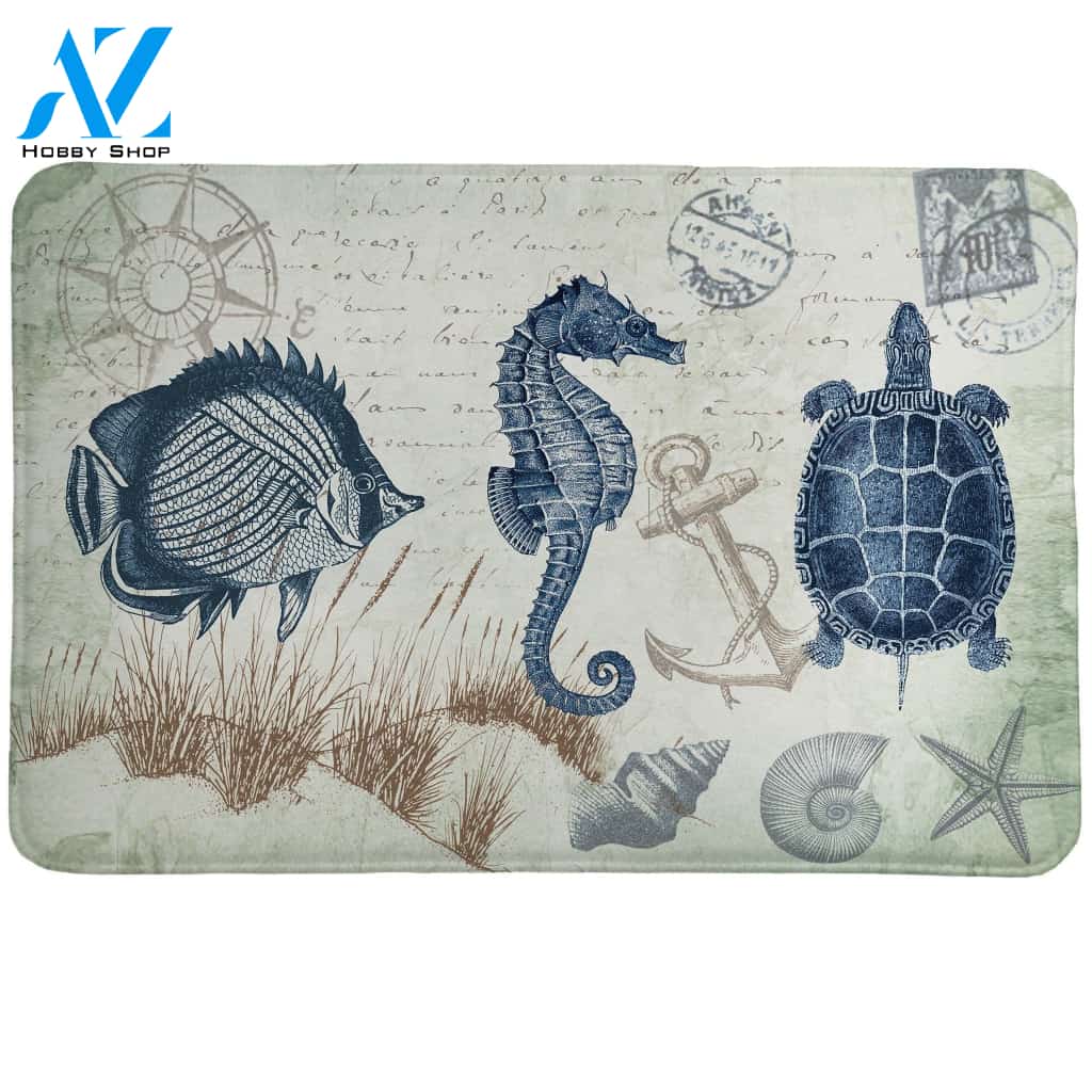 Seaside Postcard Memory Doormat Bold Pattern Tasteful Style