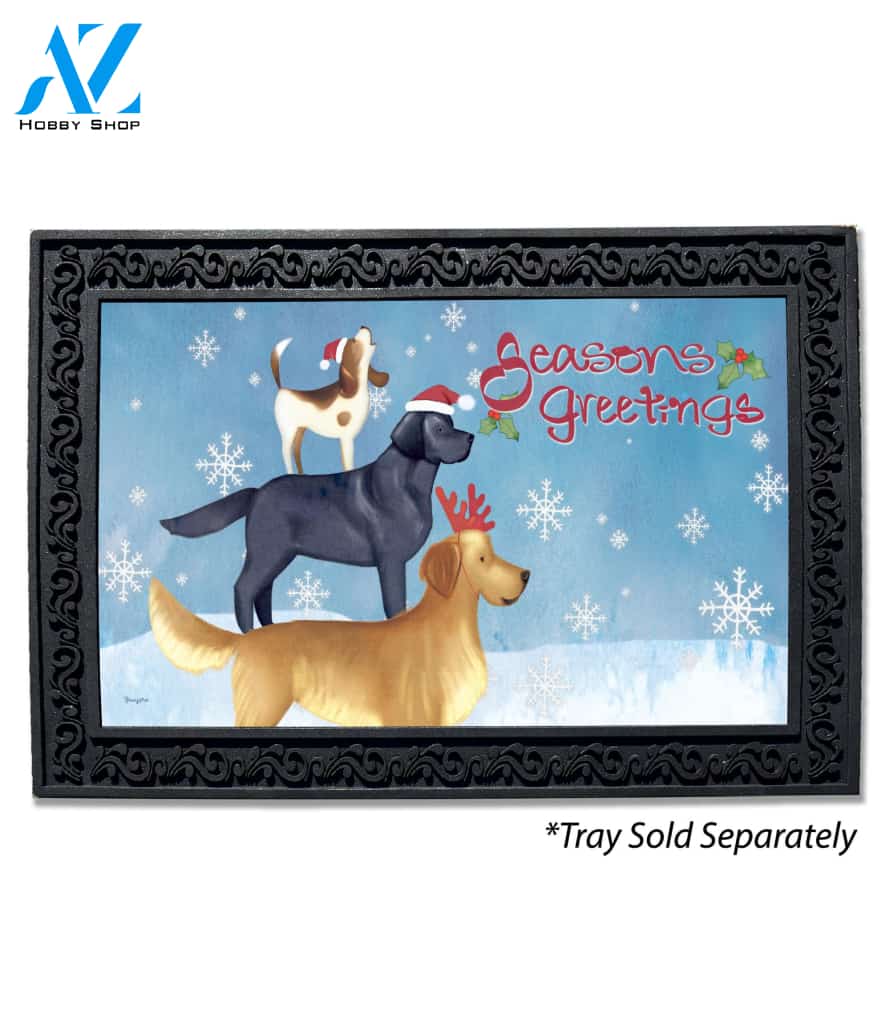 Season's Greetings Stacked Dogs Doormat - 18" x 30"