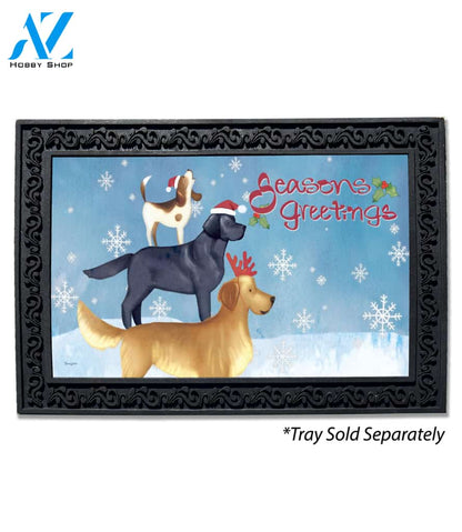 Season's Greetings Stacked Dogs Doormat - 18" x 30"