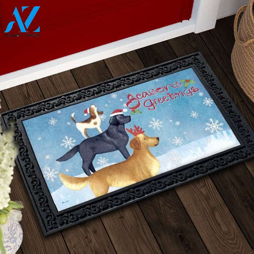 Season's Greetings Stacked Dogs Doormat - 18" x 30"