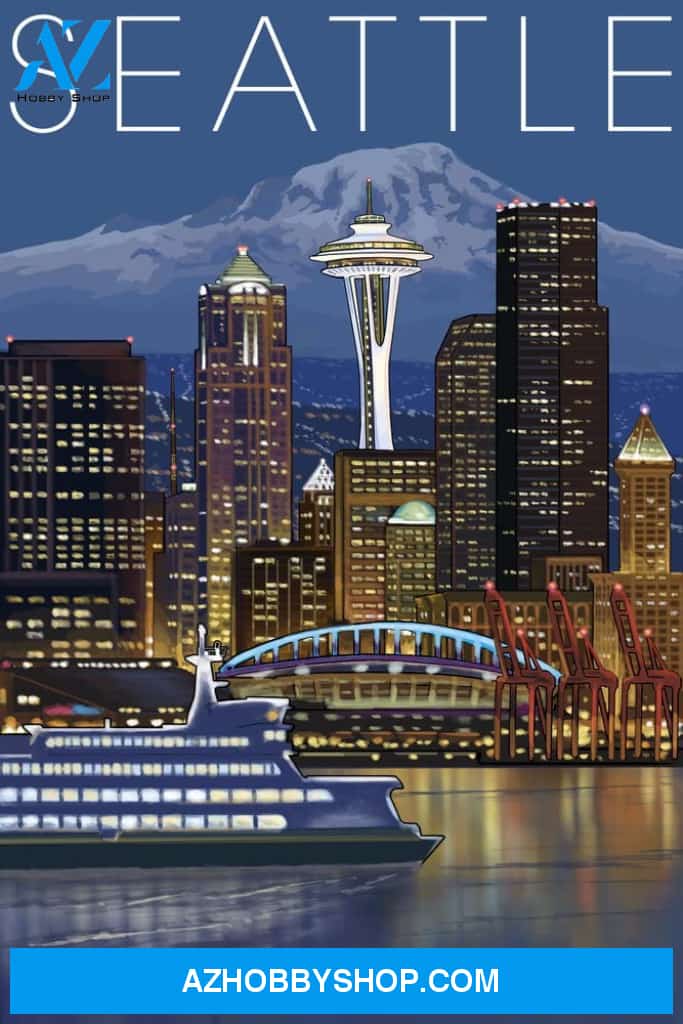 Seattle Washington Skyline At Night