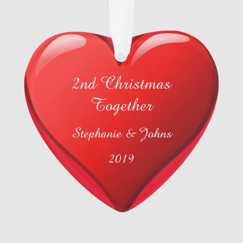 Second Christmas Together Cute Heart 2019 Red Ornament