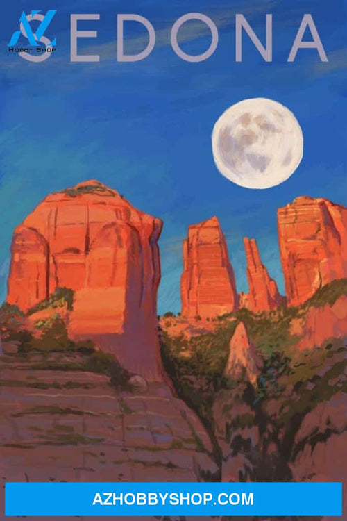 Sedona Arizona Cathedral Rock Moon Oil Painting