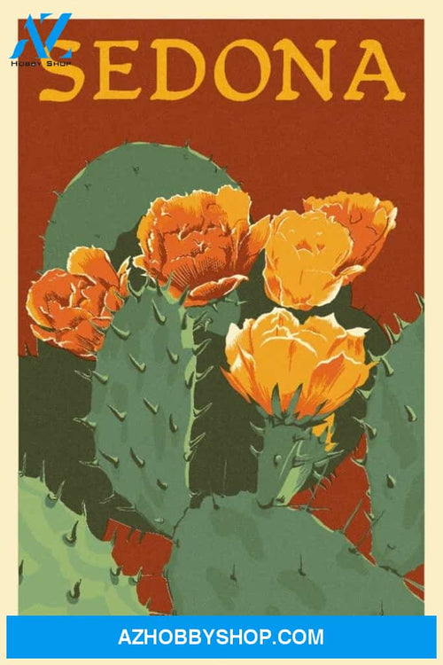 Sedona Arizona Prickly Pear Cactus Letterpress