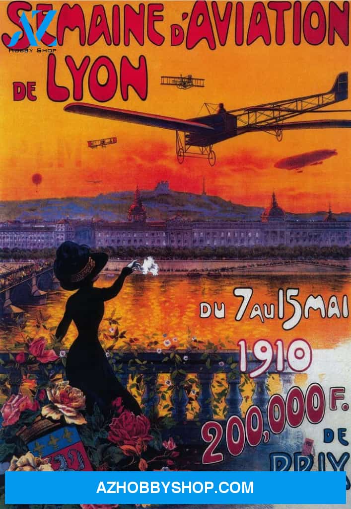 Semaine D' Aviation De Lyon - Vintage Poster