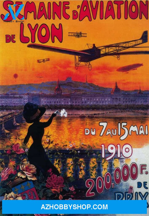 Semaine D' Aviation De Lyon - Vintage Poster