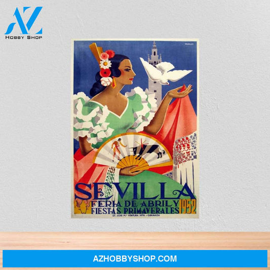 Seville Spain Vintage Travel Canvas And Poster, Wall Decor Visual Art