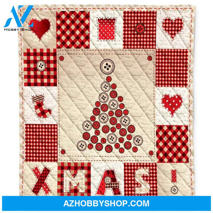 Sewing Buttons Christmas Tree Pattern Blanket Gift For Sewing Lovers Home Decor Bedding Couch Sofa Soft and Comfy Cozy