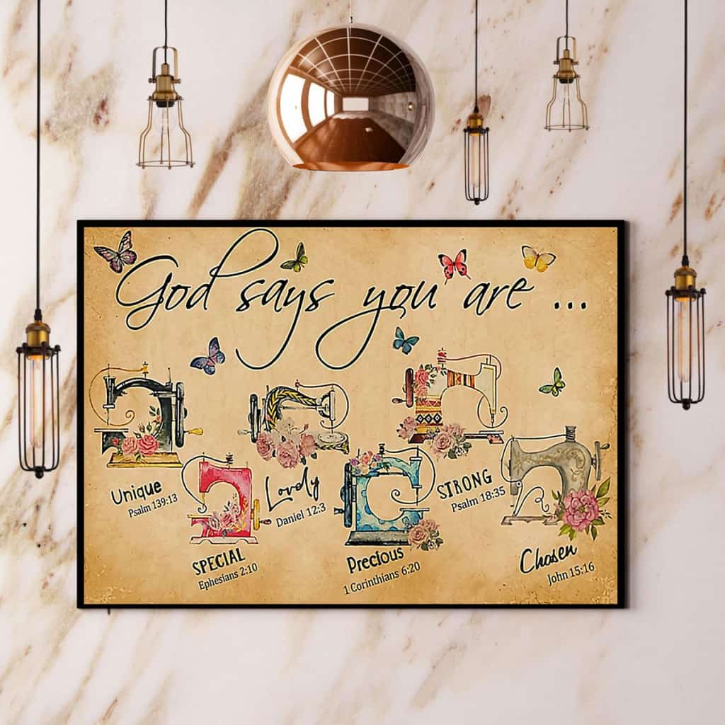 Sewing God Says You Are Unique Special Lovely Paper Poster No Frame Matte Canvas Wall Decor