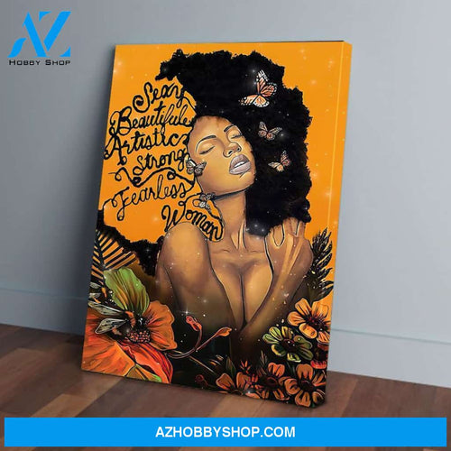 Sexy Beautiful Autistics Strong Black Woman Butterfly Poster Canvas Wall Decor Visual Art