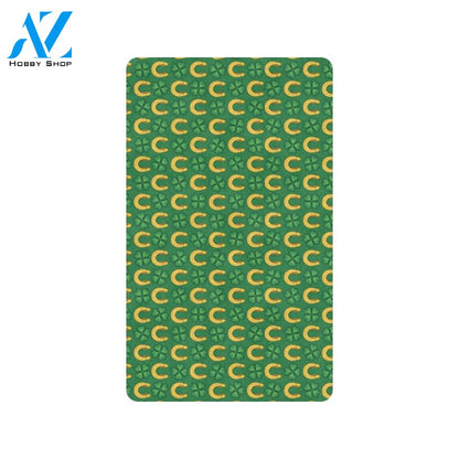 Shamrock Horseshoes Print Pattern Rubber Doormat