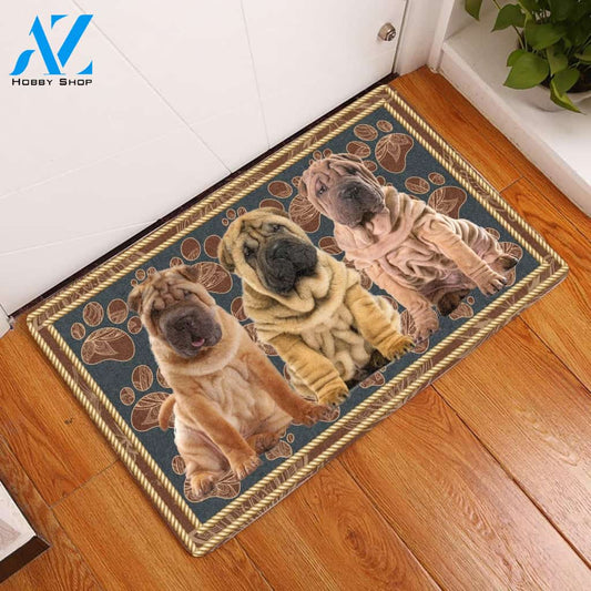 Shar Pei Flower Paw - Dog Doormat | Welcome Mat | House Warming Gift
