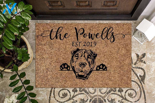 Shar Pei Funny Dog Custom Name & Year Doormat | Welcome Mat | House Warming Gift