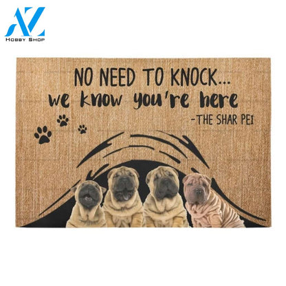 Shar Pei We Know You’re Here Printed Doormat Home Decor