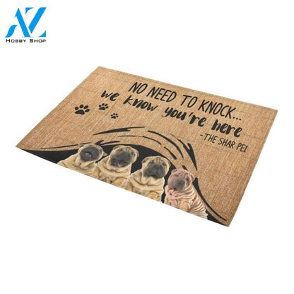 Shar Pei We Know You’re Here Printed Doormat Home Decor