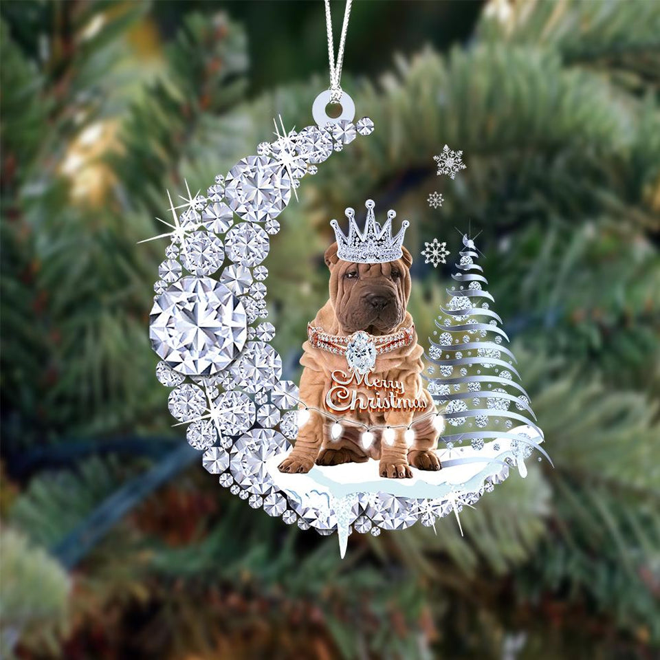 Shar Pei Diamond Moon Merry Christmas Ornament Christmas Tree Hanging Ornament
