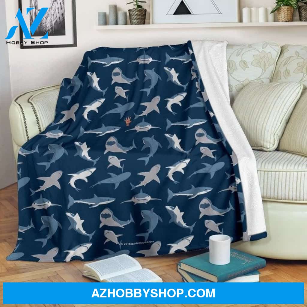 Shark Blanket, Great White Shark Fleece Throw Blanket