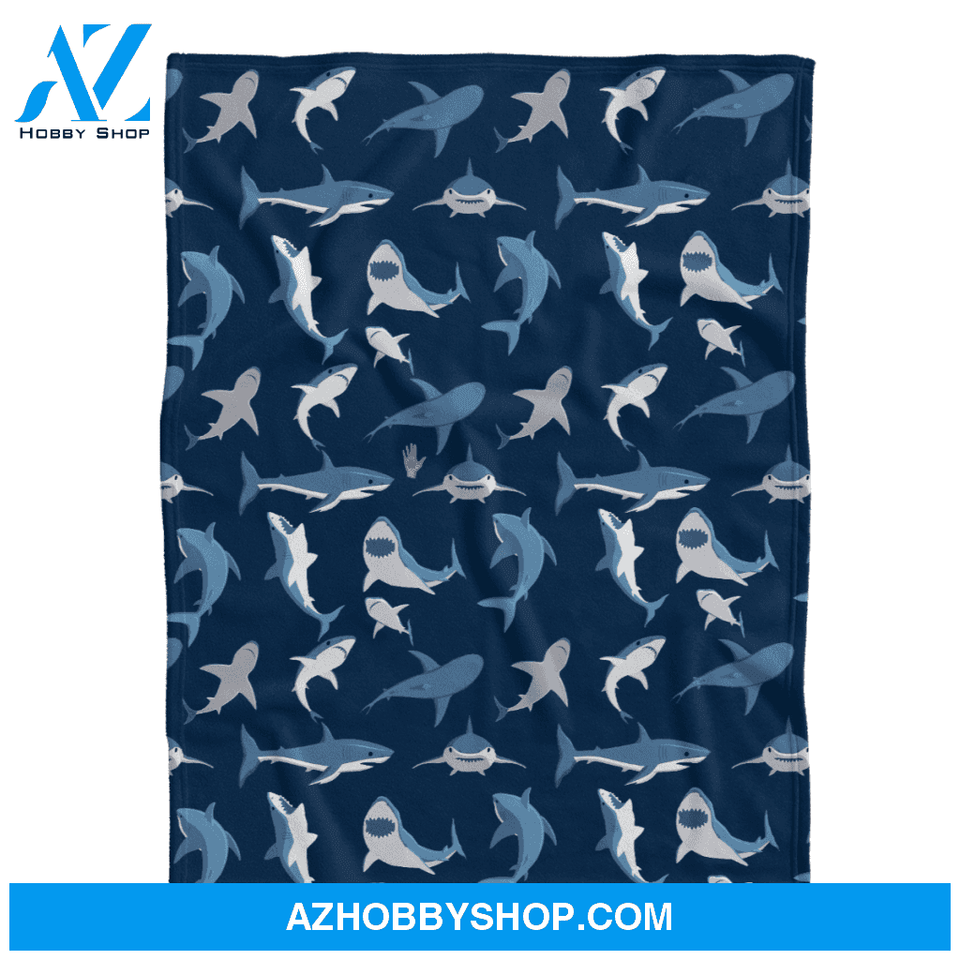 Shark Blanket, Great White Shark Fleece Throw Blanket