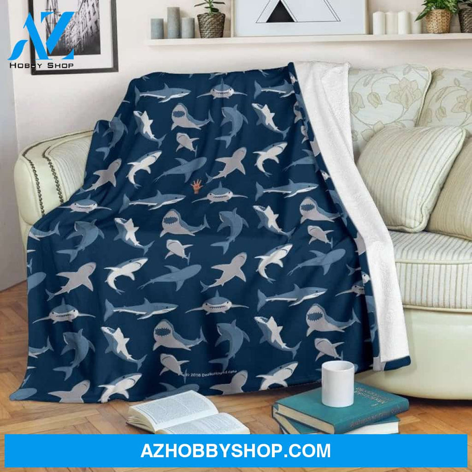 Shark Blanket, Great White Shark Fleece Throw Blanket