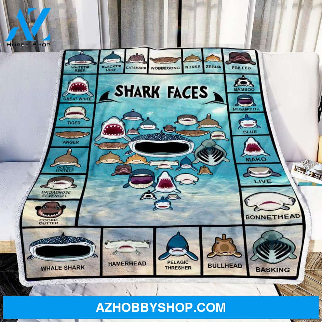 Shark Face 1 Fleece Blanket