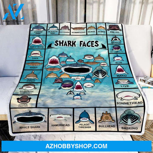 Shark Face 1 Fleece Blanket