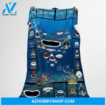 Shark Faces 2 Fleece Blanket