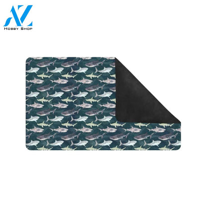 Shark Pattern Print Rubber Doormat