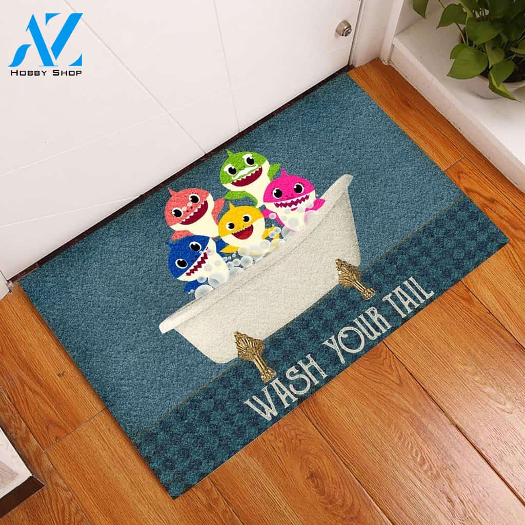 Shark Wash Your Tail Bathroom Doormat | Welcome Mat | House Warming Gift