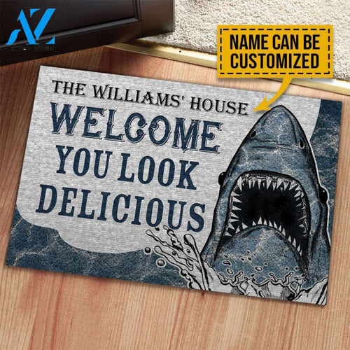Shark Welcome You Look Delicious Custom Doormat | Welcome Mat | House Warming Gift