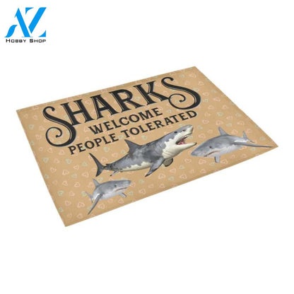 Sharks Welcome People Tolerated Printed Doormat Home Decor