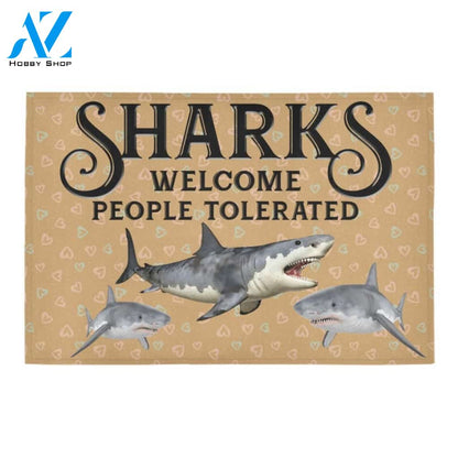 Sharks Welcome People Tolerated Printed Doormat Home Decor
