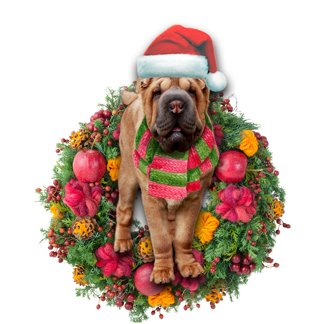 Godmerch- Ornament- Shar Pei Christmas Ornament, Happy Christmas Ornament, Car Ornament