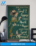 She Has The Soul Of A Gypsy The Heart Of A Hippie The Spirit Of A Mermaid Skeleton Mermaid Canvas And Poster, Wall Decor Visual Art, Halloween Gift, Happy Halloween
