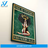She Is Strong Proverbs 31:25 Black Girl Praying Jesus Vintage Canvas For African American Women