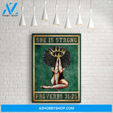 She Is Strong Proverbs 31:25 Black Girl Praying Jesus Vintage Canvas For African American Women