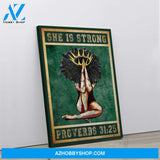 She Is Strong Proverbs 31:25 Black Girl Praying Jesus Vintage Canvas For African American Women