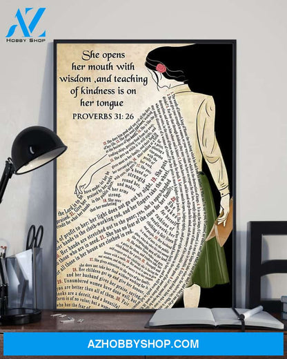 Teacher Classroom Canvas She Opens Her Mouth With Wisdom, Student Wall Art Back to School Gift for Teacher