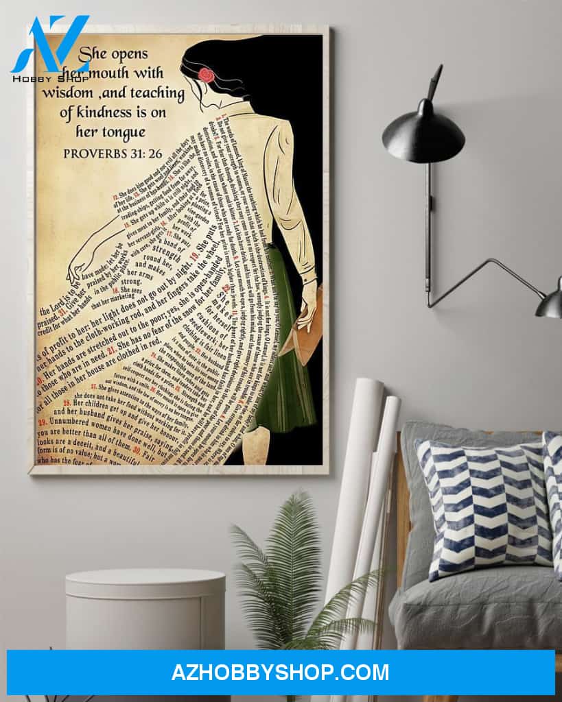 Teacher Classroom Canvas She Opens Her Mouth With Wisdom, Student Wall Art Back to School Gift for Teacher