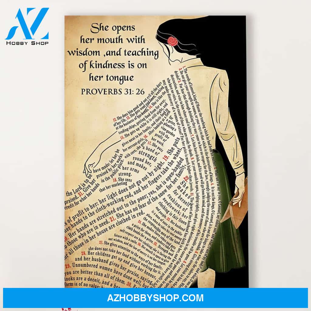 Teacher Classroom Canvas She Opens Her Mouth With Wisdom, Student Wall Art Back to School Gift for Teacher