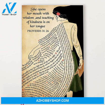 Teacher Classroom Canvas She Opens Her Mouth With Wisdom, Student Wall Art Back to School Gift for Teacher
